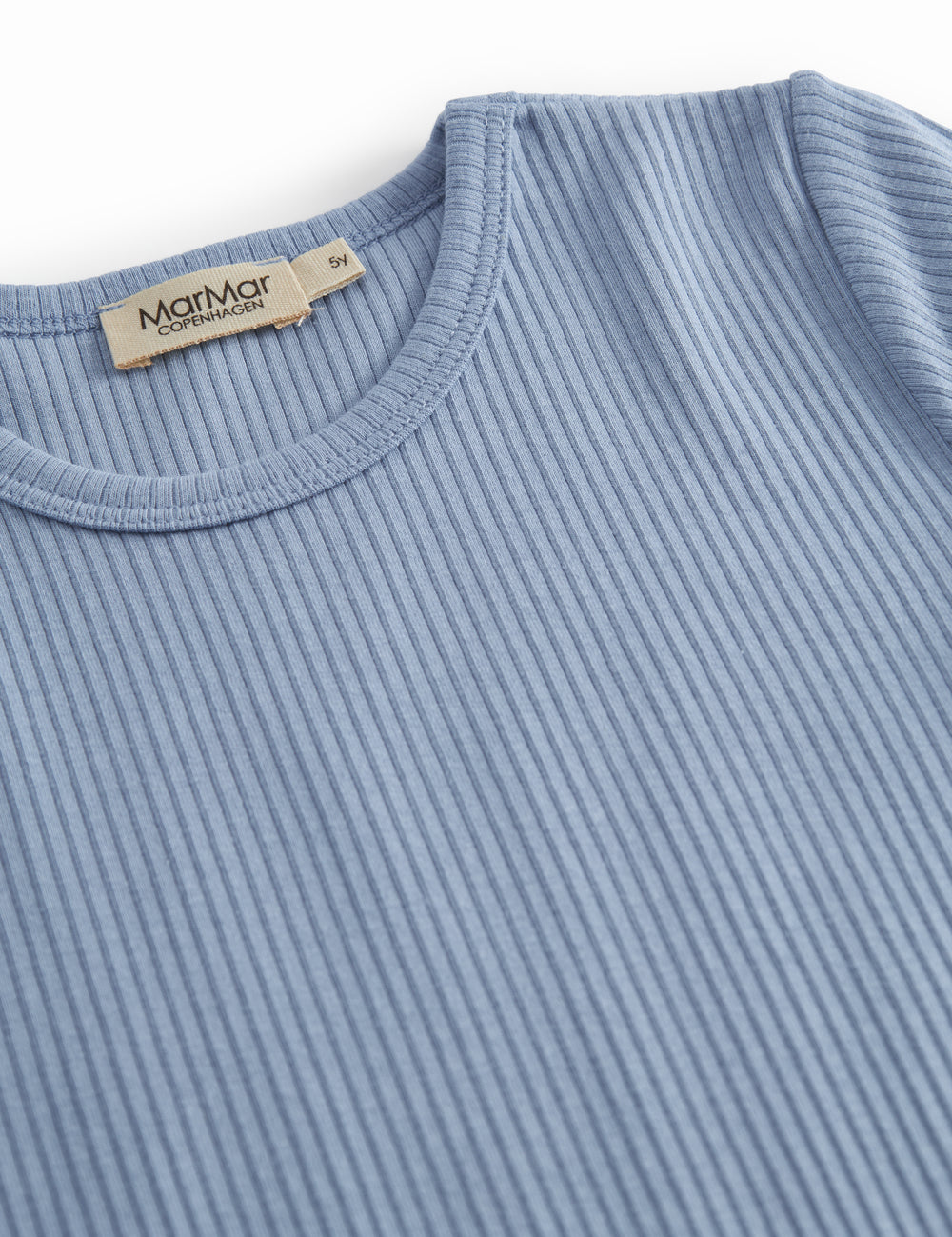 Lyseblå ribstrikket modal t-shirt til børn