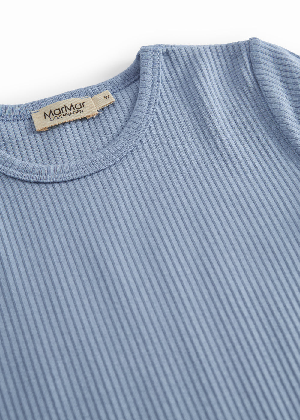 Lyseblå ribstrikket modal t-shirt til børn