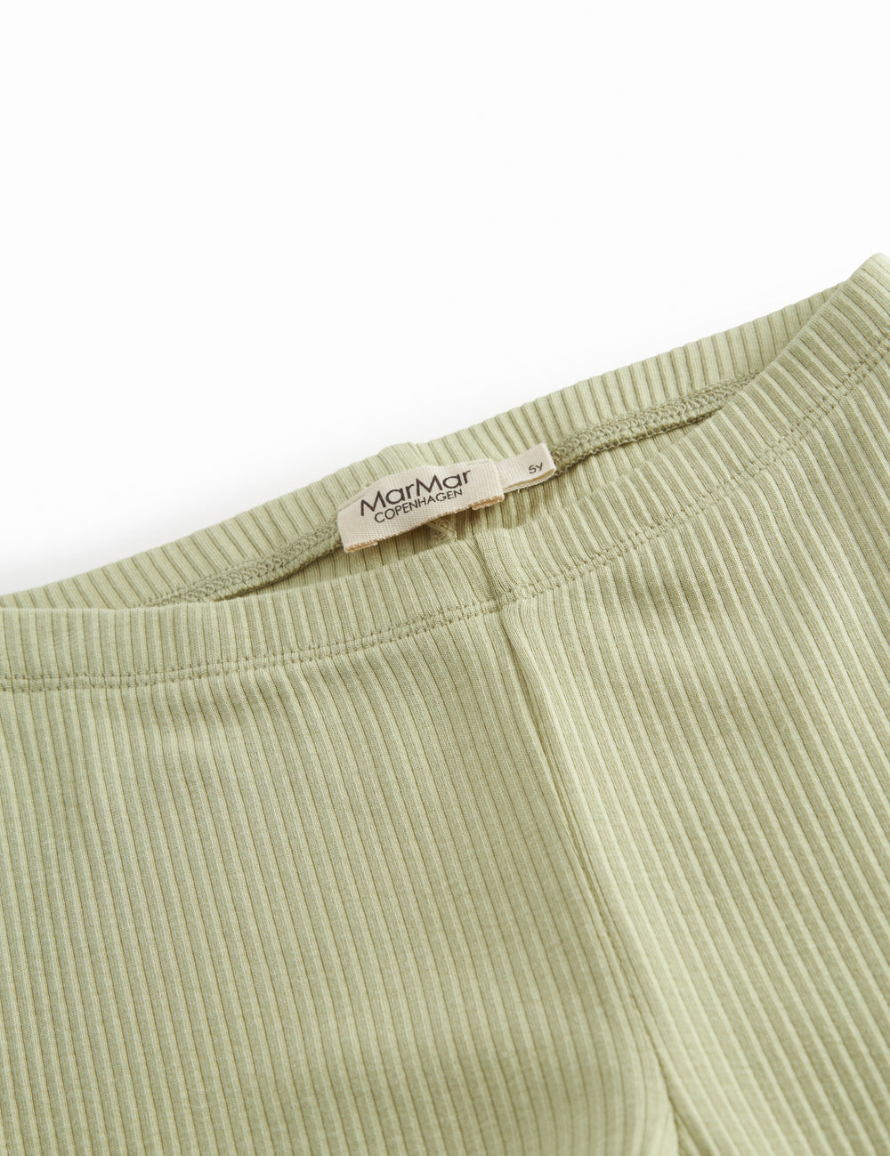 Lysegrøne ribstrikket modal leggings til børn