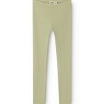 Green ribbed modal leggings for children