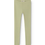 Green ribbed modal leggings for children