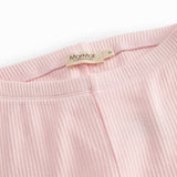 Lyserøde ribstrikket modal leggings til børn