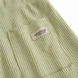 Green ribbed modal shorts with a drawstring for children