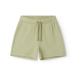 Green ribbed modal shorts with a drawstring for children