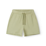 Green ribbed modal shorts with a drawstring for children