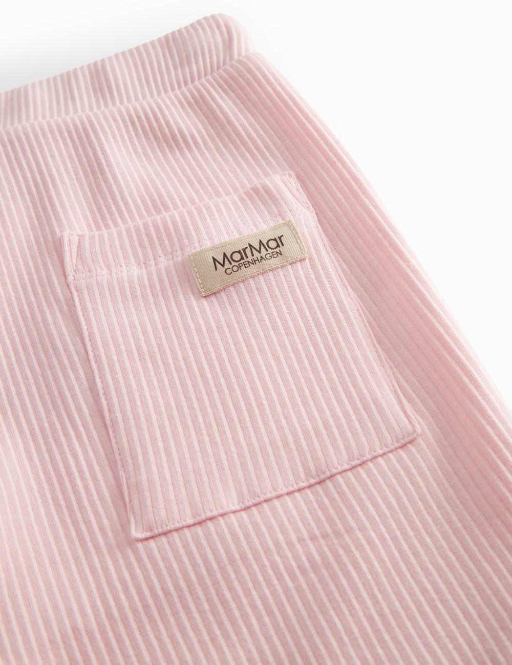 Red ribbed modal shorts with a drawstring for children.