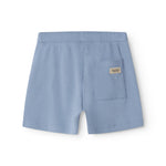 Lyseblå ribstrikket modal shorts med bindebånd til børn