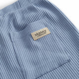 Lyseblå ribstrikket modal shorts med bindebånd til børn