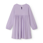 Lilla langærmet ribstrikket kjole til børn.