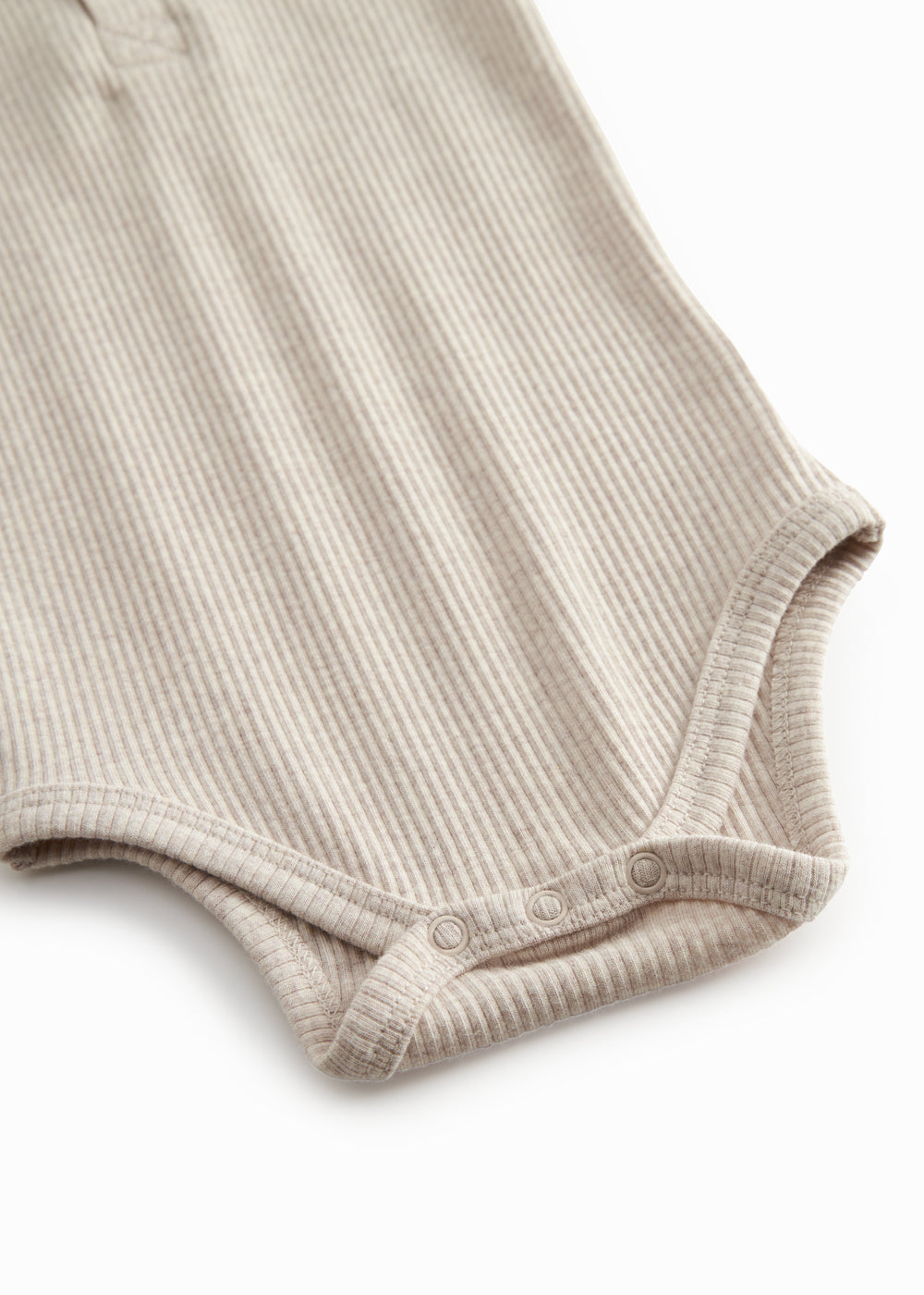 Short-sleeved baby modal bodystocking with snap closure.