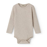 Beige long-sleeved modal baby bodystocking