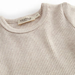 Beige short-sleeved modal baby bodystocking