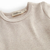 Beige short-sleeved modal baby bodystocking