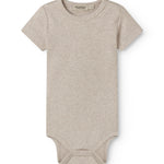 Beige short-sleeved modal baby bodystocking