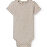 Beige short-sleeved modal baby bodystocking
