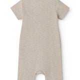 Kortærmet beige baby modal romper med korte ben