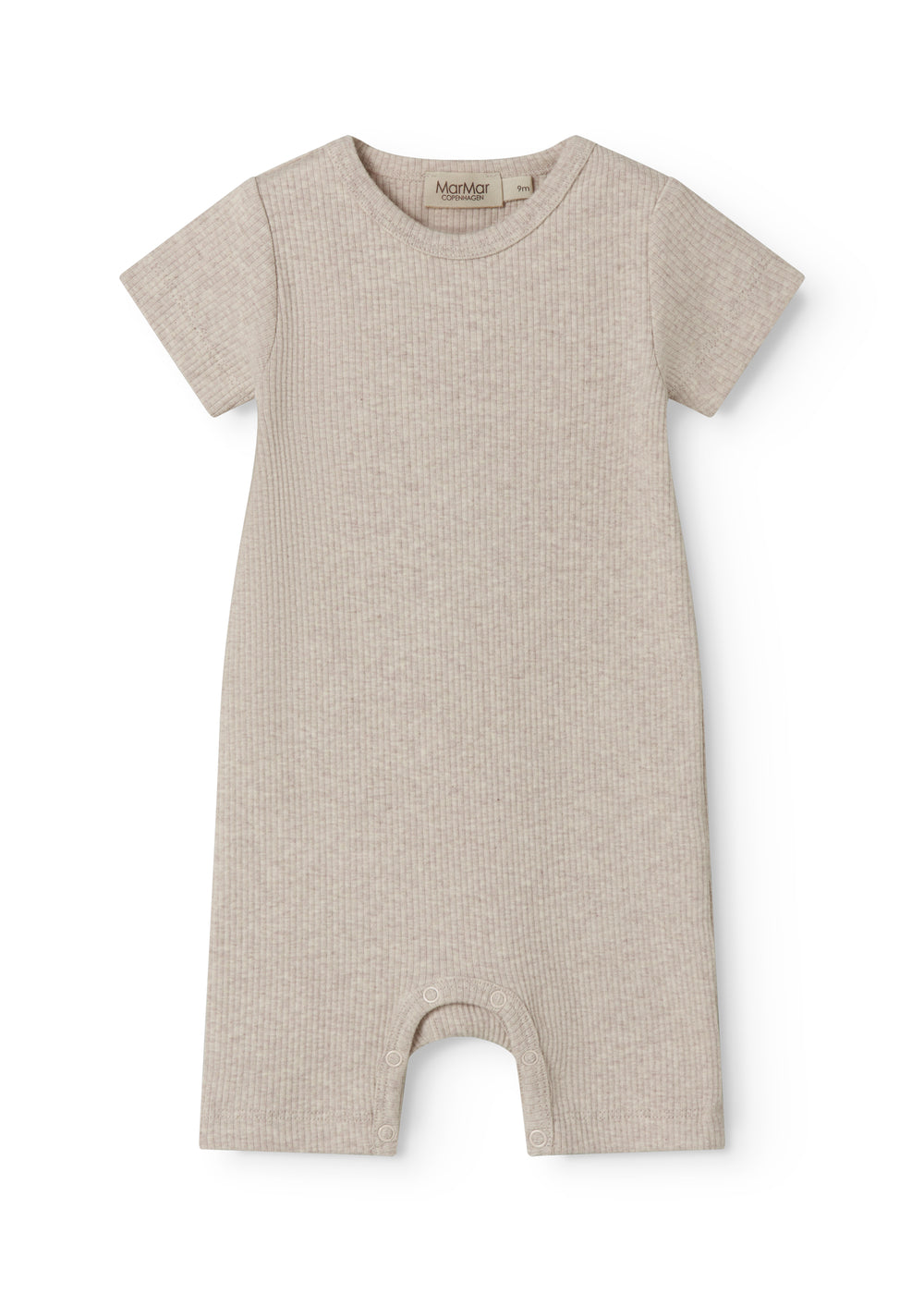 Short-sleeved beige baby modal romper with short legs