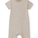 Short-sleeved beige baby modal romper with short legs