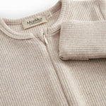 Beige long-sleeved modal dress for baby
