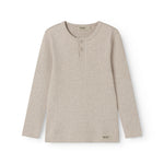 Beige modal t-shirt for children with stand-up collar