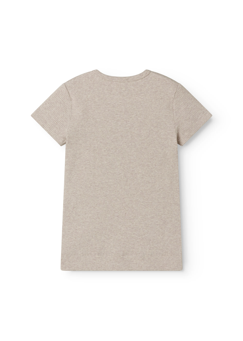 ribbet t-shirt til børn i lys beige med knapper