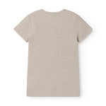 ribbet t-shirt til børn i lys beige med knapper