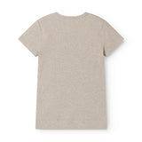 ribbet t-shirt til børn i lys beige med knapper