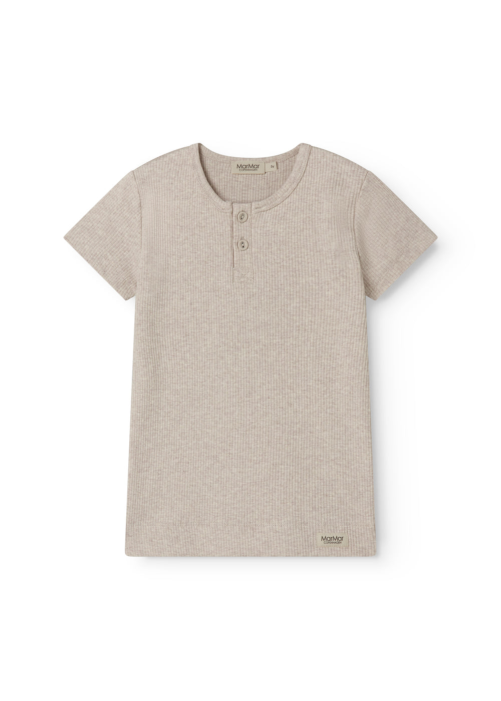 ribbet t-shirt for children in light beige with buttons