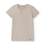 ribbet t-shirt for children in light beige with buttons