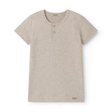 ribbet t-shirt for children in light beige with buttons