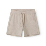 Beige Baby modal shorts with wide elastic and drawstring at the waist.