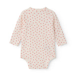 Langærmet bodystocking til nyfødte med slå-om-lukning og hjerte print