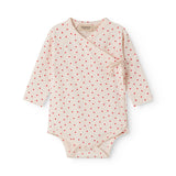 Langärmet bodystocking for newborns with snap closure and heart print