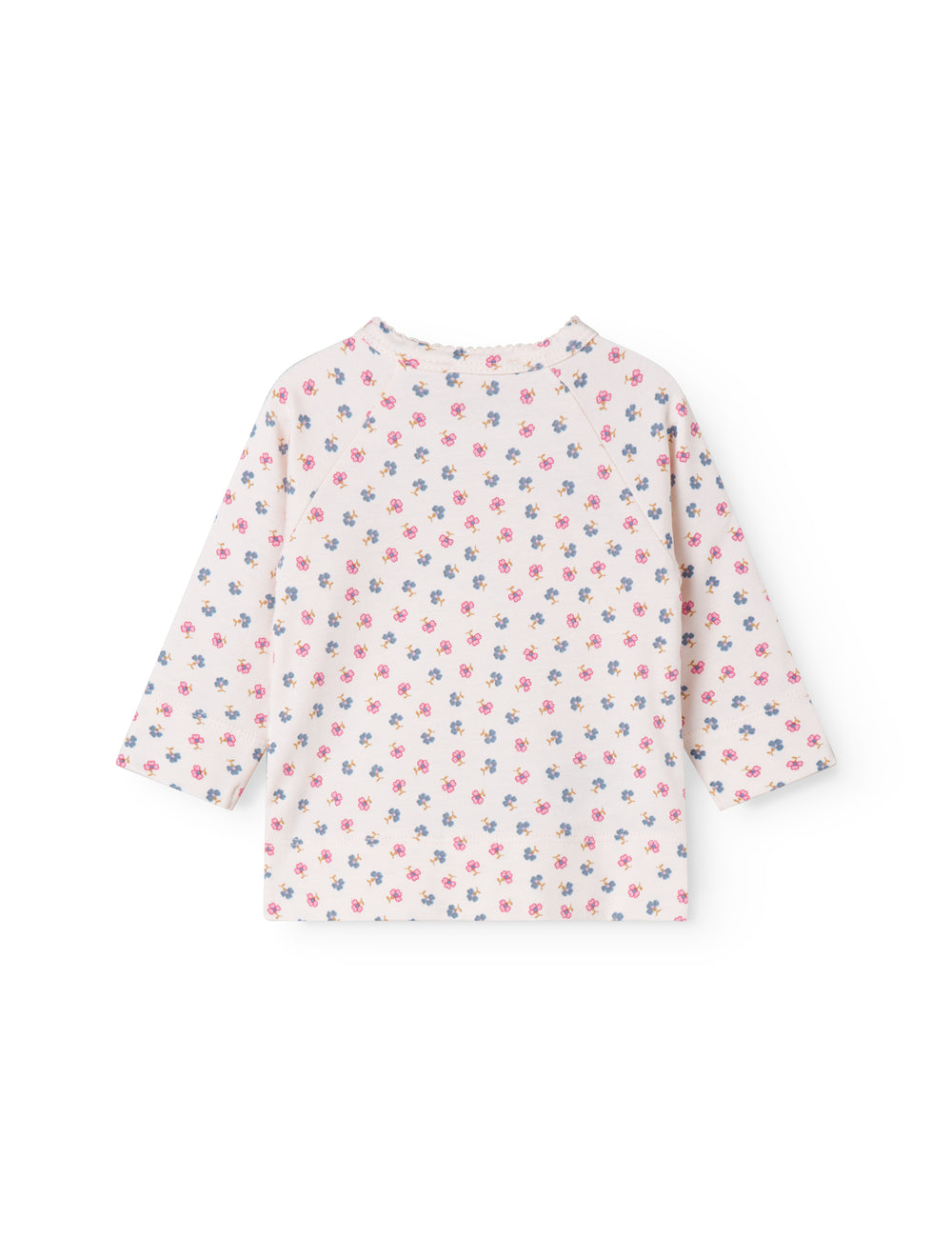 Langærmet bluse til nyfødt baby med slå-om-lukning og blomster print