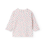 Langærmet bluse til nyfødt baby med slå-om-lukning og blomster print