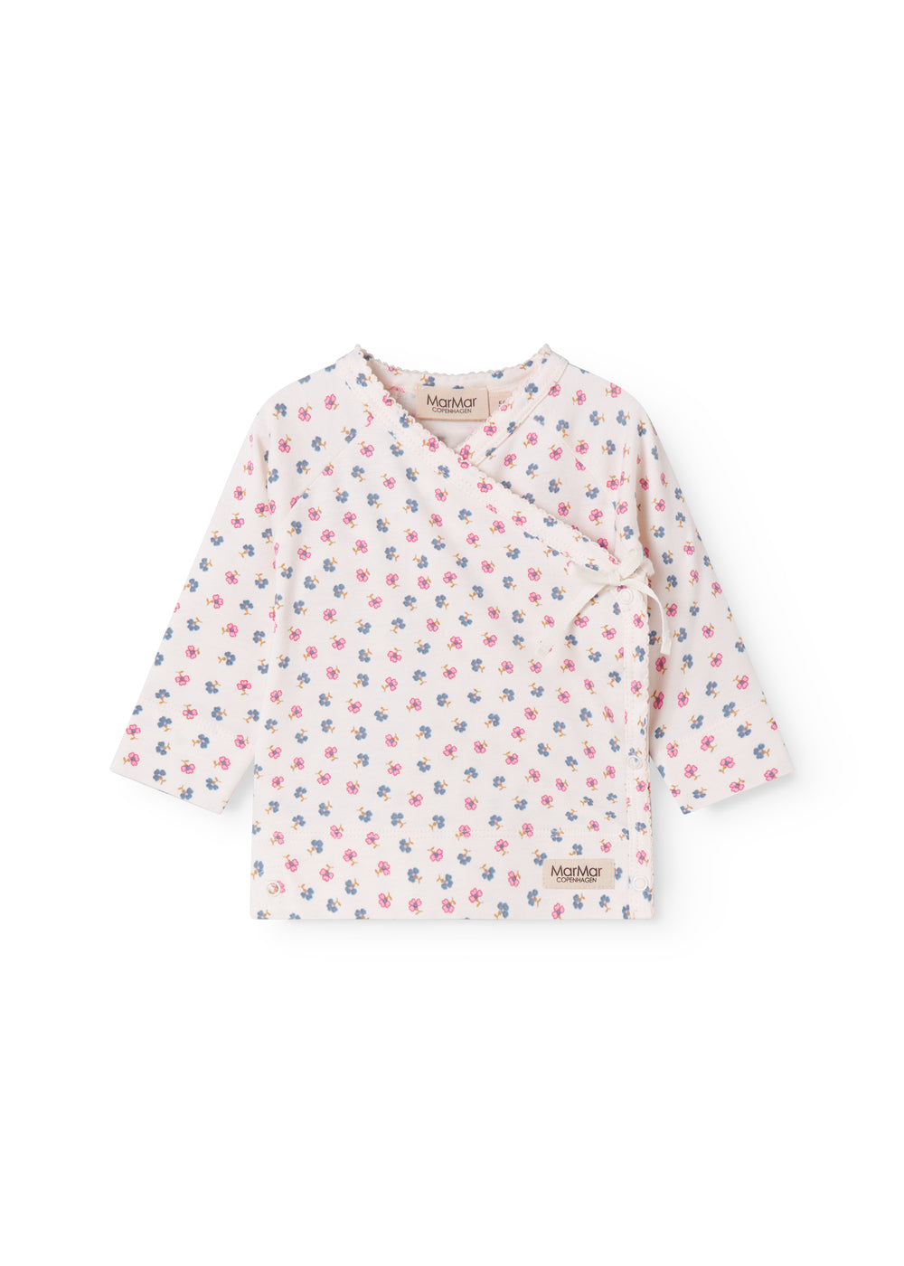 Fitted blouse for newborn baby with snap closure and floral print