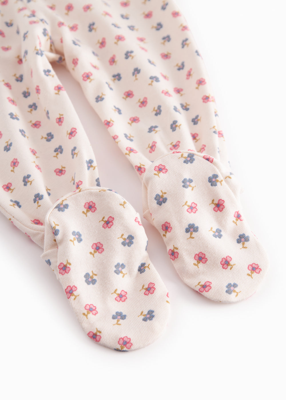 Baby pants with feet and flower print for the newborns