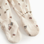 Baby pants with feet and train print for the newborns