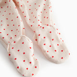 Diapers with feet for newborns with a sweet heart print