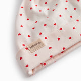 Baby blue with newborn edge, knot, and a sweet heart print