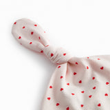 Baby blue with newborn edge, knot, and a sweet heart print