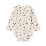 langærmet baby bodystocking med tog print