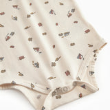 Warm baby bodystocking with a dog print