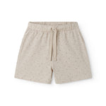 Children's shorts with a nice print, wide elastic, and drawstring at the waist.