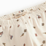 Children's clothing sets with train prints.