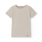 Beige short-sleeved t-shirt for children with a nice print.