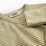 Langarm reversible baby blouse with green stripes