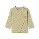 Langarm reversible baby blouse with green stripes