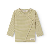 Langarm reversible baby blouse with green stripes