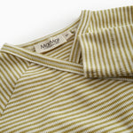 Green-striped baby jacket with a front closure